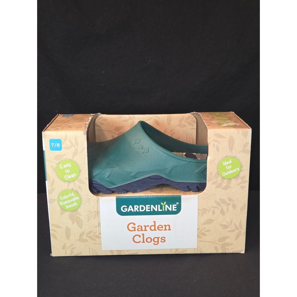 Gardenline Women Size 7/8 Green Garden Clogs Easy Clean Removable Insole rubber
